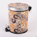 Lettres simples Design Cuir en cuir recouvert Round Pedal Dustbin